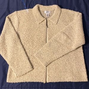 Jennifer Moore Women’s Zipper front cardigan. Size L in oatmeal/light gray.